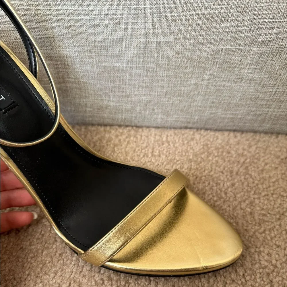 Nine West Women's Reina Ankle‎ Strap Sandal, SZ 10, Gold Metallic, Store Display